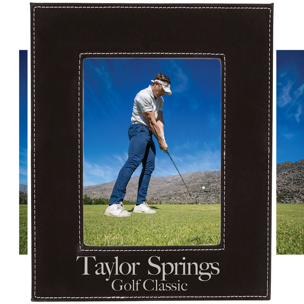  Personalized Laser Engraved 5" x 7" Black/Silver Leatherette Photo Frame