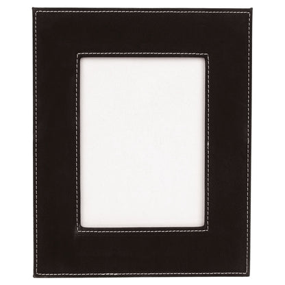 Personalized Laser Engraved 4" x 6" Black/Silver Laserable Leatherette Photo Frame