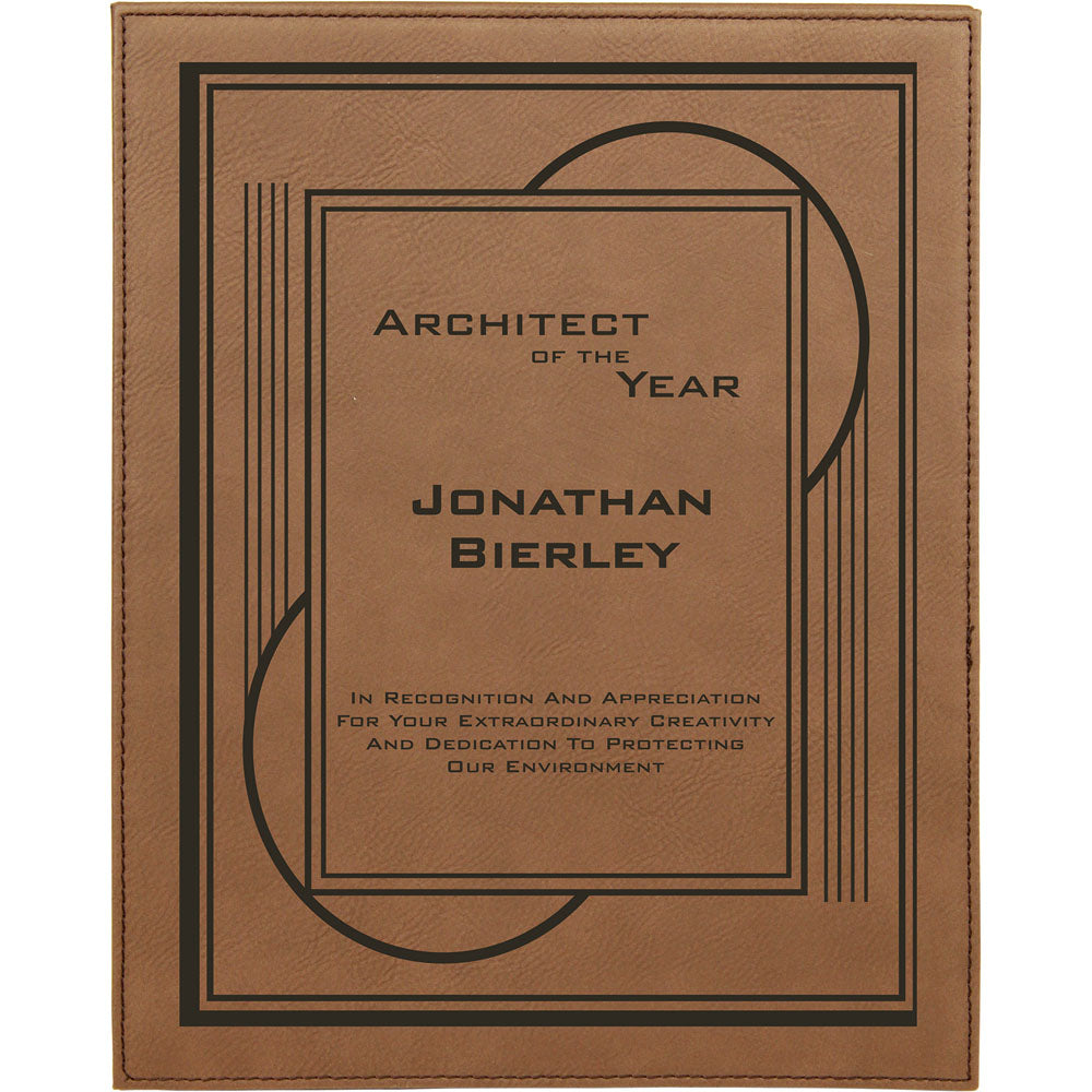  Personalized Laser Engraved 10 1/2" x 13" Dark Brown Leatherette Plaque