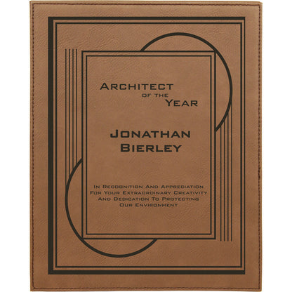  Personalized Laser Engraved 10 1/2" x 13" Dark Brown Leatherette Plaque