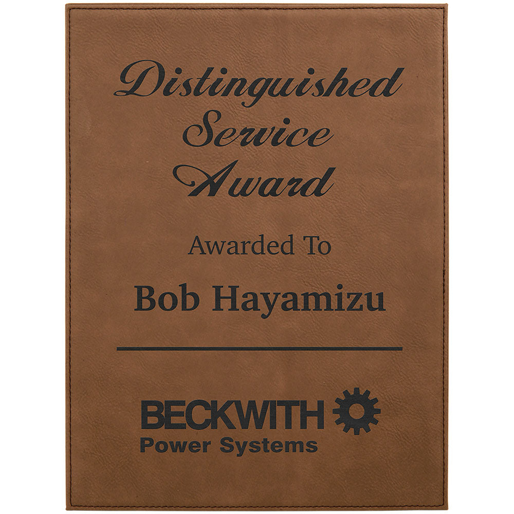  Personalized Laser Engraved 7" x 9" Dark Brown Leatherette Plaque