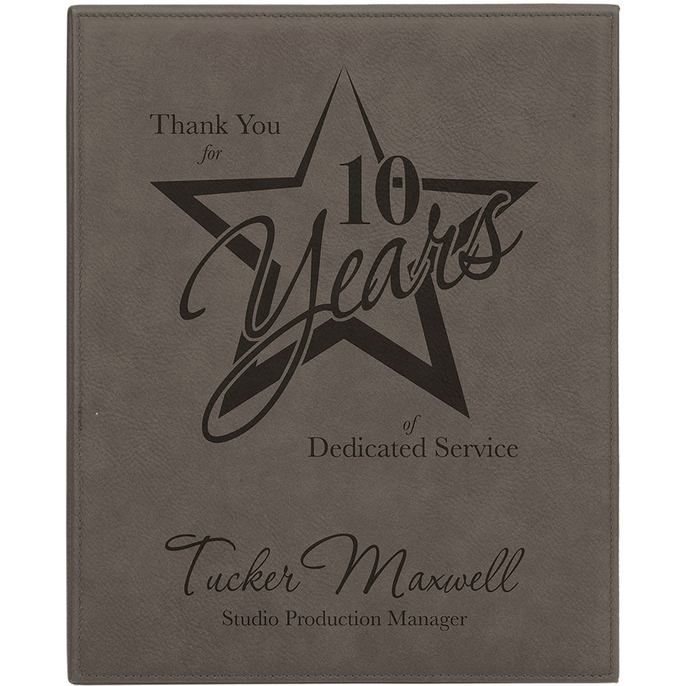  Personalized Laser Engraved 10 1/2" x 13" Gray Leatherette Plaque