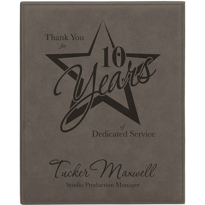  Personalized Laser Engraved 10 1/2" x 13" Gray Leatherette Plaque