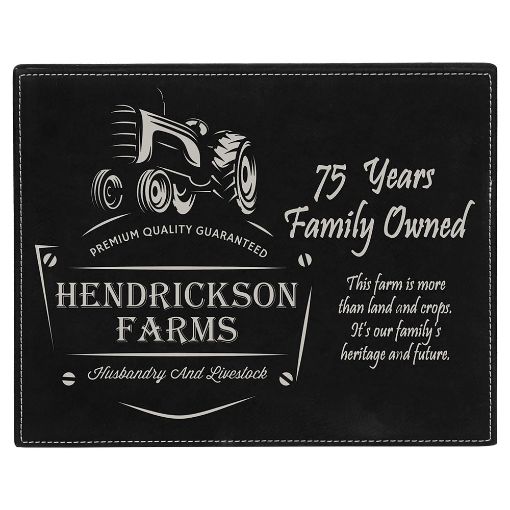  Personalized Laser Engraved 7" x 9" Black/Silver Leatherette Plaque