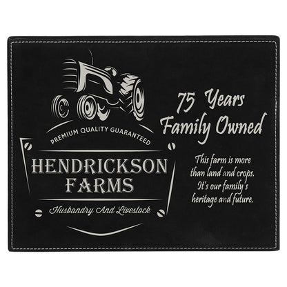  Personalized Laser Engraved 7" x 9" Black/Silver Leatherette Plaque