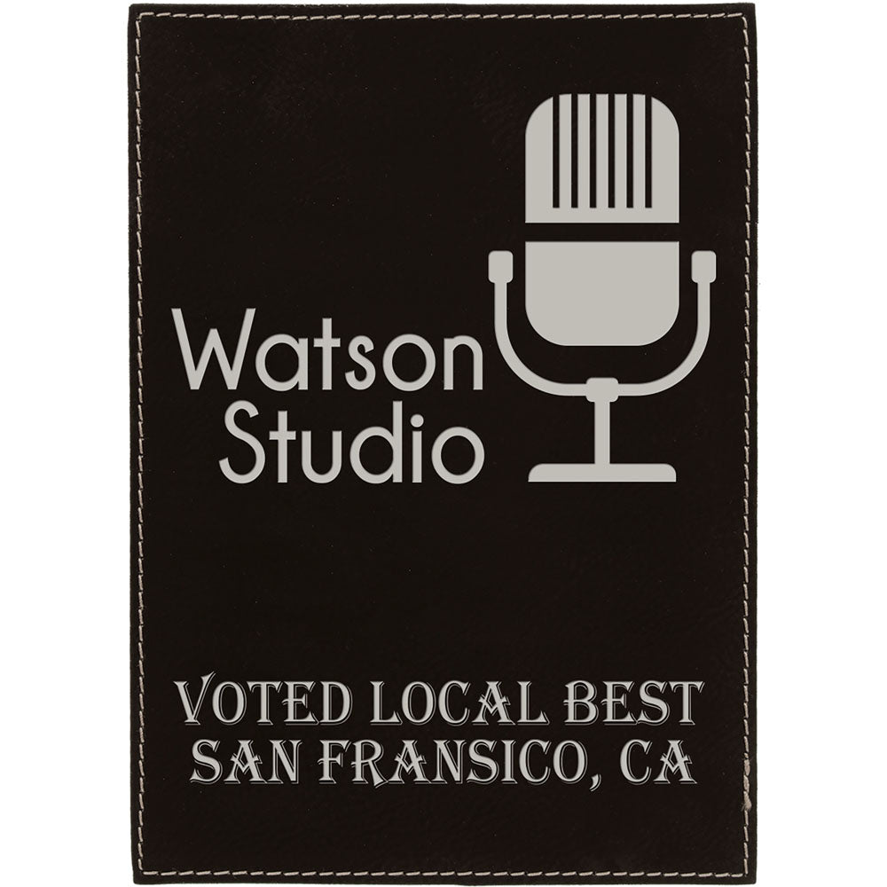  Personalized Laser Engraved 9" x 12" Black/Silver Leatherette Plaque