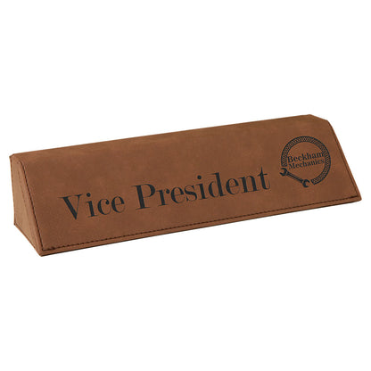 Personalized Laser Engraved 8 1/2" Dark Brown  Leatherette Desk Wedge