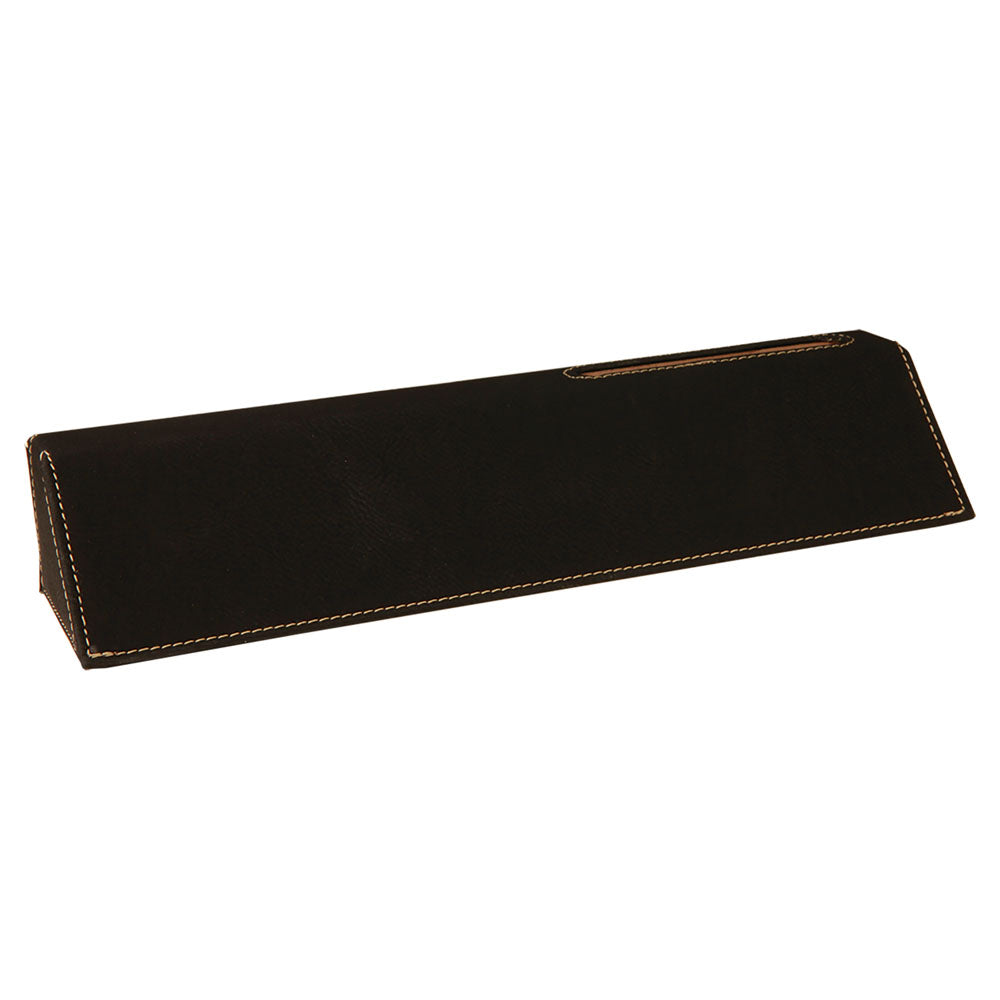 Personalized Laser Engraved 10 1/2" Black/Gold  Leatherette Desk Wedge with Business Card Holder