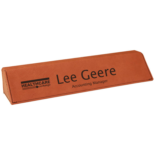 Personalized Laser Engraved 10 1/2" Rawhide Laserable Leatherette Desk Wedge