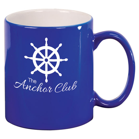 Personalized Laser Engraved 11 oz. Blue Ceramic Round LazerMug