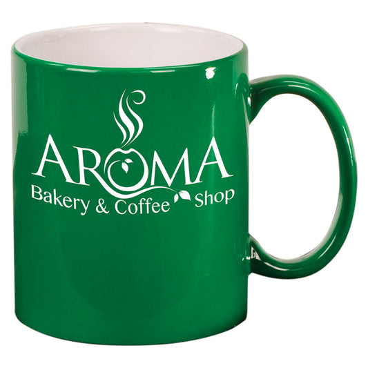 Personalized Laser Engraved 11 oz. Green Ceramic Round LazerMug