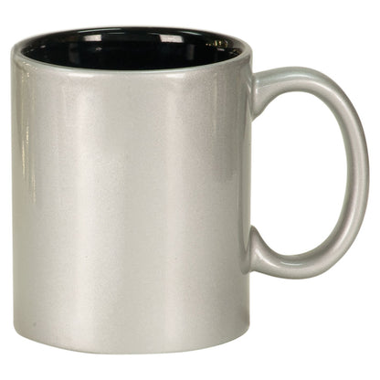 Personalized Laser Engraved 11 oz. Silver/Black Ceramic Round LazerMug