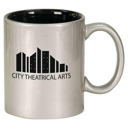 Personalized Laser Engraved 11 oz. Silver/Black Ceramic Round LazerMug