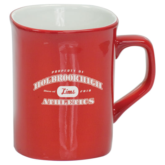 Personalized Laser Engraved  10 oz. Red Ceramic Rounded Corner Mug