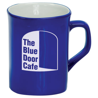 Personalized Laser Engraved  10 oz. Blue Ceramic Rounded Corner Mug