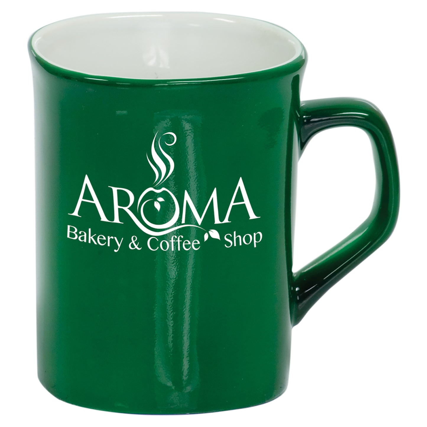 Personalized Laser Engraved  10 oz. Green Ceramic Rounded Corner Mug