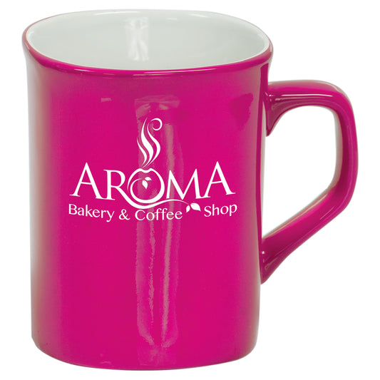 Personalized Laser Engraved  10 oz. Pink Ceramic Rounded Corner Mug