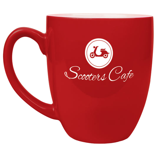 Personalized Laser Engraved  16 oz. Red Ceramic Bistro Mug