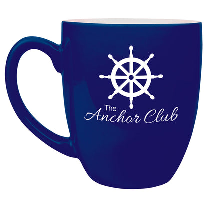 Personalized Laser Engraved 16 oz. Blue Ceramic Bistro LazerMug