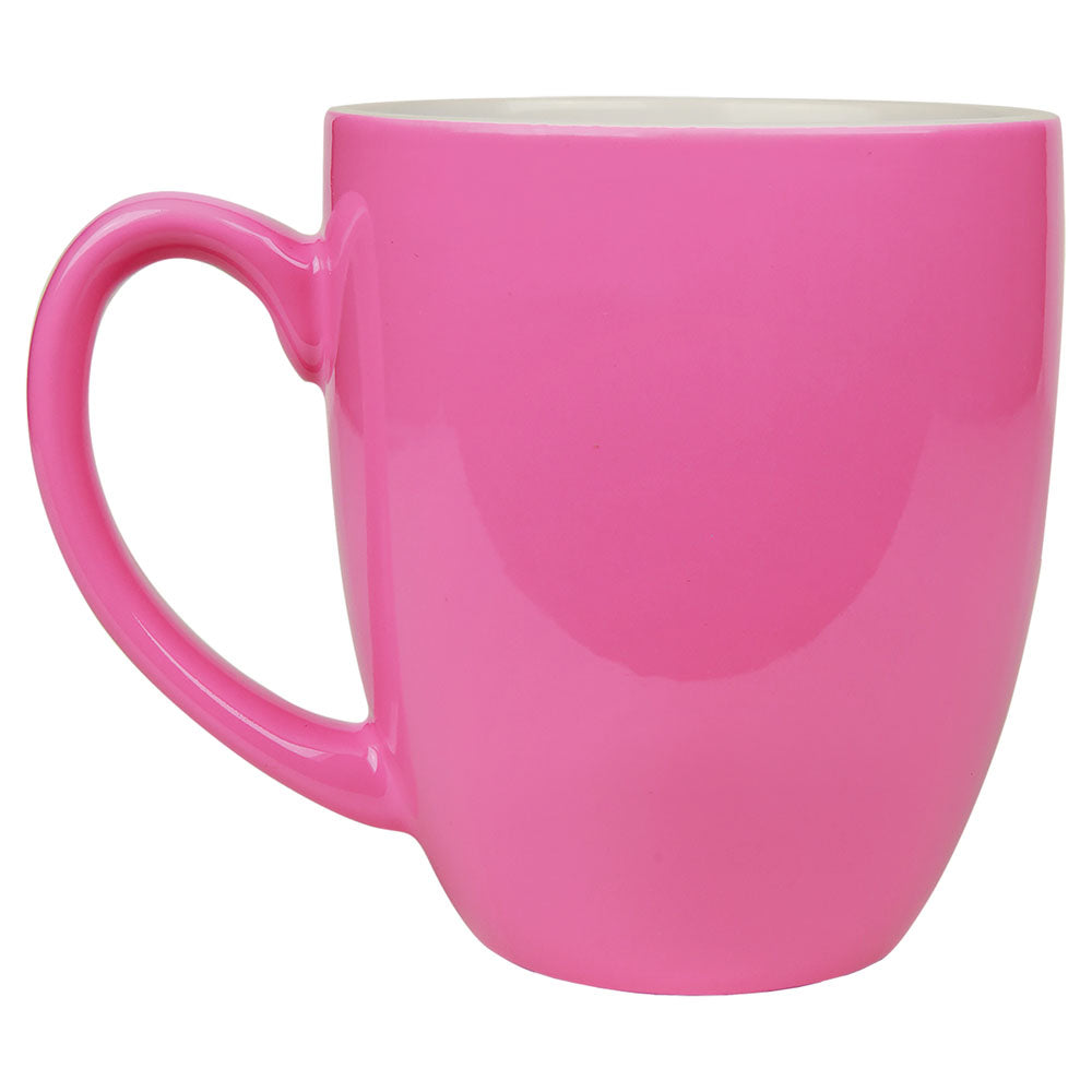 Personalized Laser Engraved 16 oz. Pink Ceramic Bistro LazerMug