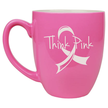 Personalized Laser Engraved 16 oz. Pink Ceramic Bistro LazerMug