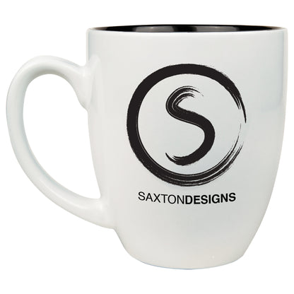 Personalized Laser Engraved  16 oz. White/Black Ceramic Bistro Mug