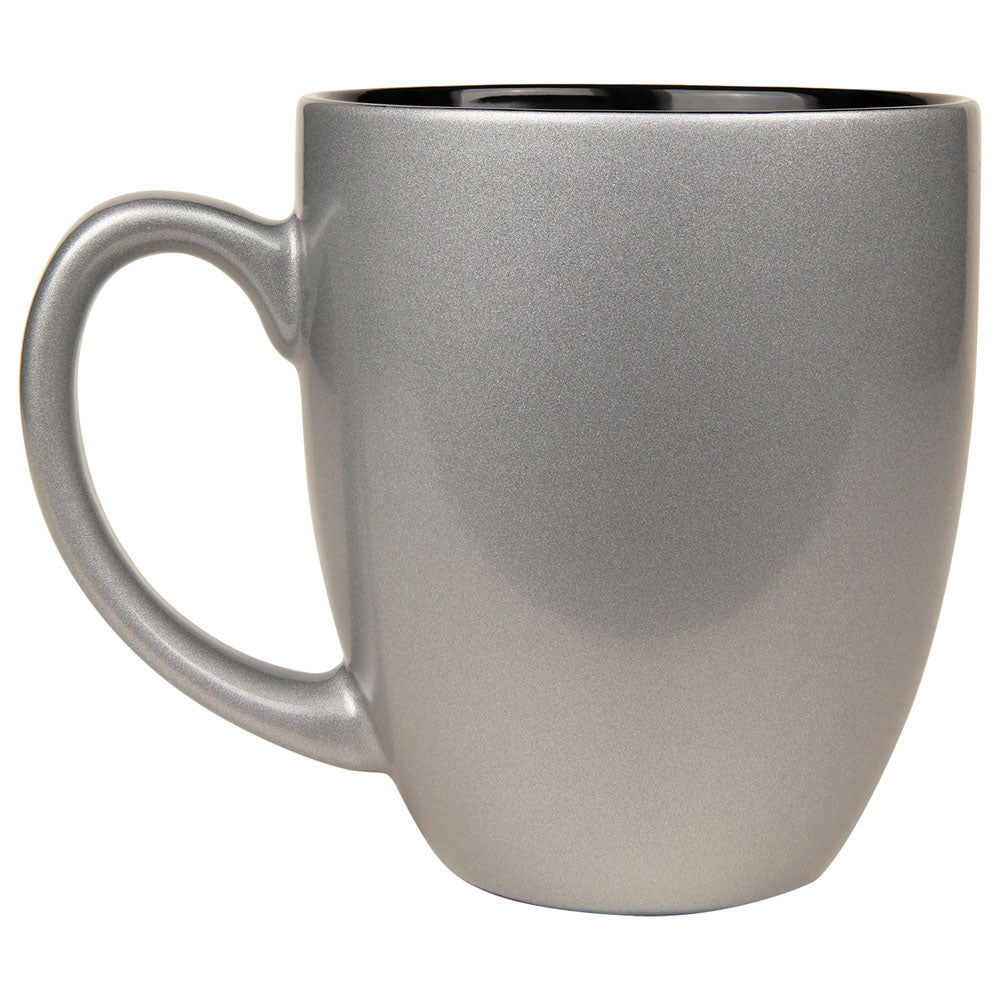 Personalized Laser Engraved 16 oz. Silver Ceramic Bistro LazerMug