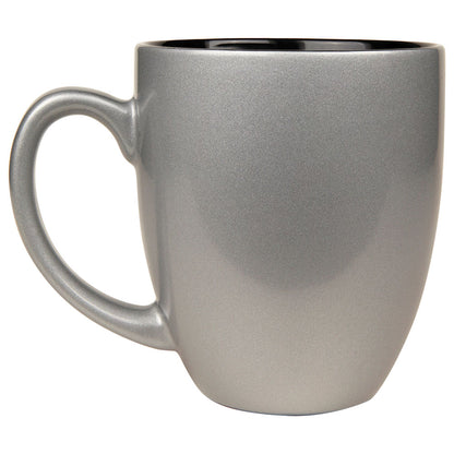 Personalized Laser Engraved 16 oz. Silver Ceramic Bistro LazerMug