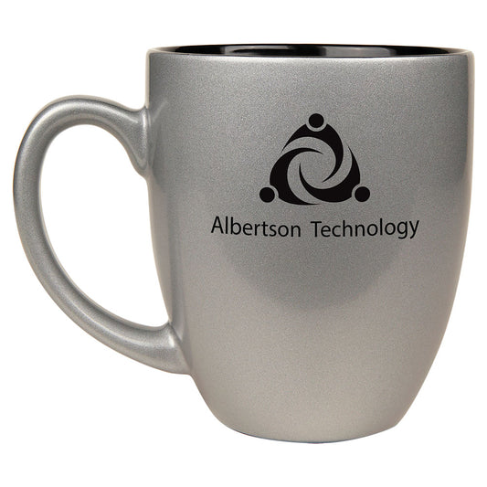 Personalized Laser Engraved 16 oz. Silver Ceramic Bistro LazerMug