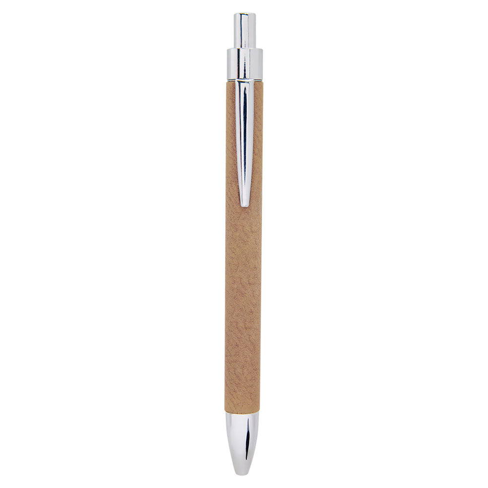 Personalized Laser Engraved Light Brown  Leatherette Pen