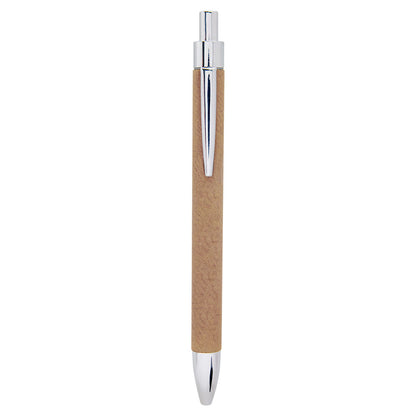 Personalized Laser Engraved Light Brown  Leatherette Pen