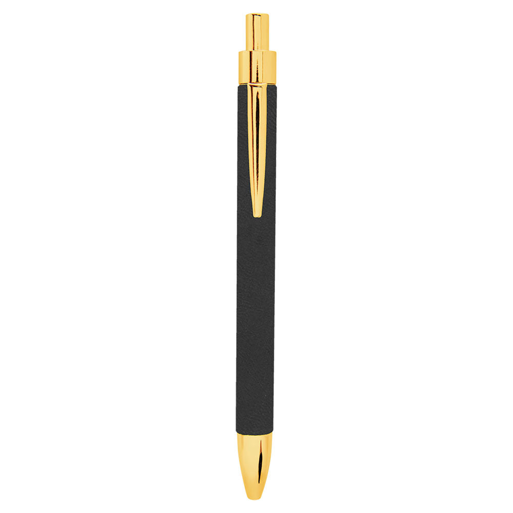 Personalized Laser Engraved Black/Gold  Leatherette Pen