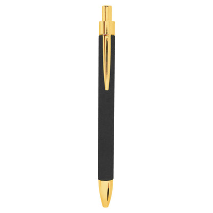 Personalized Laser Engraved Black/Gold  Leatherette Pen