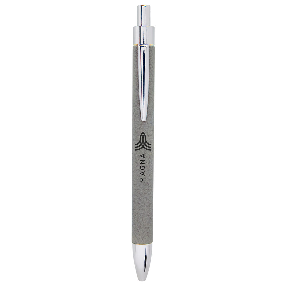 Personalized Laser Engraved Gray  Leatherette Pen