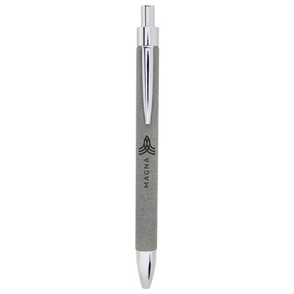 Personalized Laser Engraved Gray  Leatherette Pen