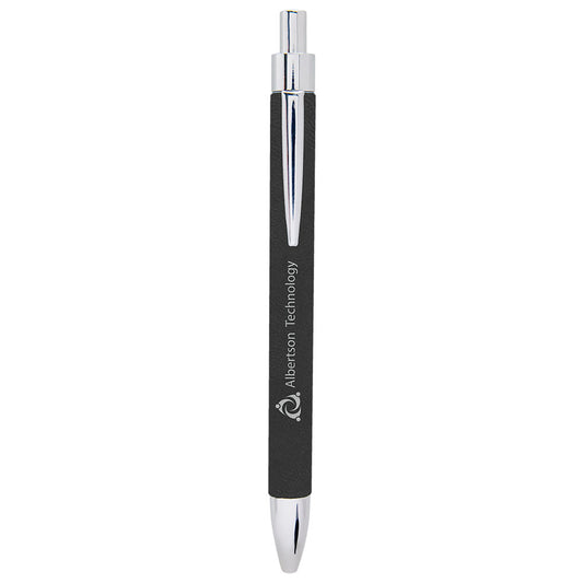  Personalized Laser Engraved Black/Silver Leatherette Pen
