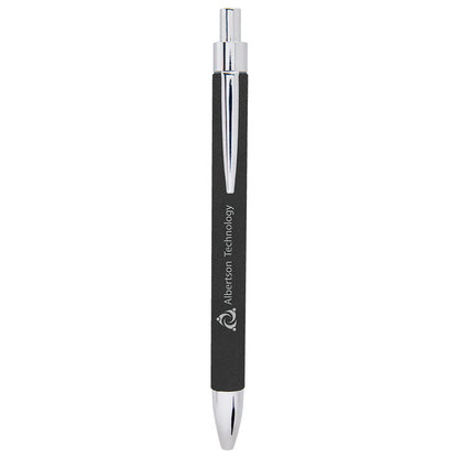 Personalized Laser Engraved Black/Silver  Leatherette Pen