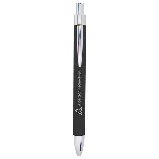 Personalized Laser Engraved Black/Silver  Leatherette Pen