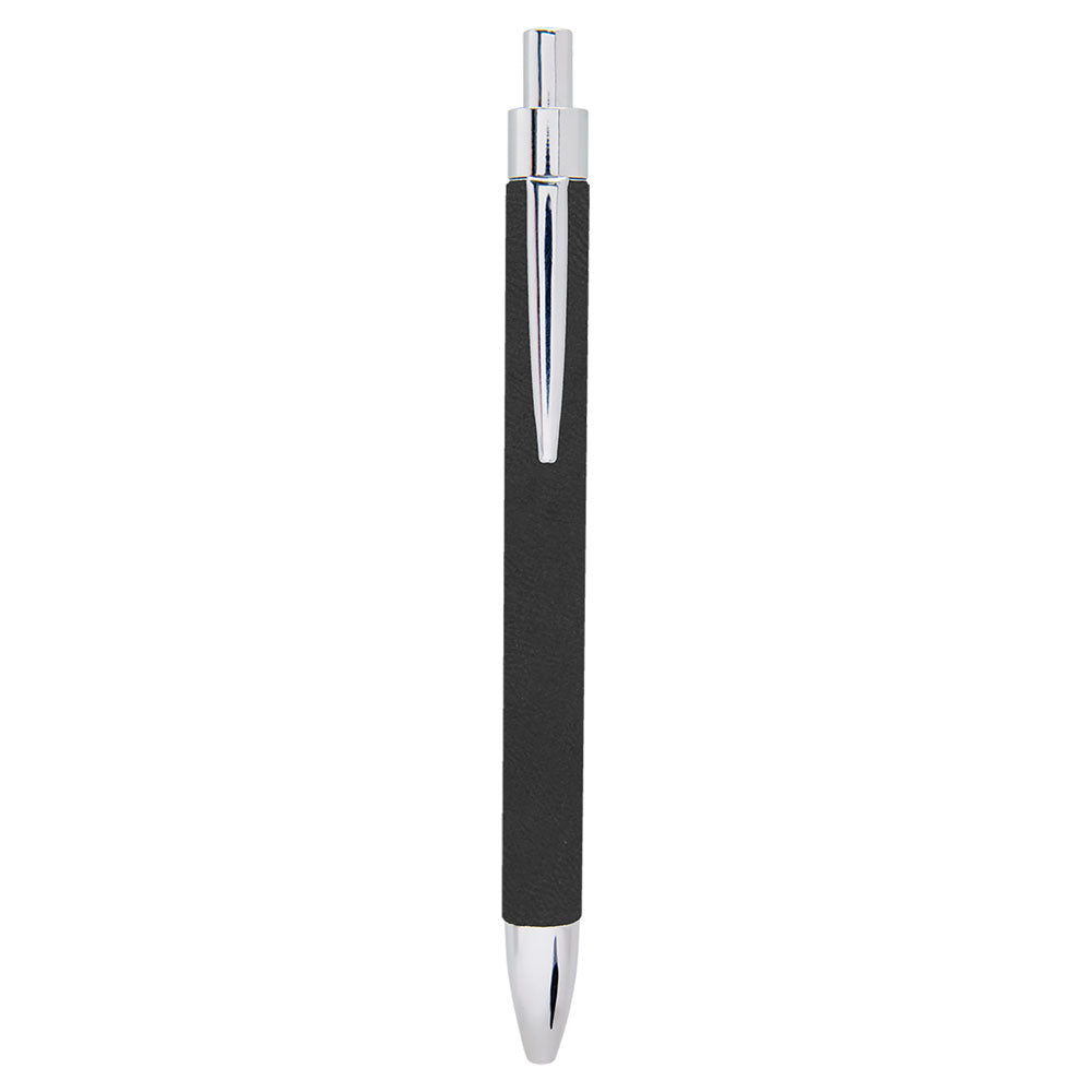 Personalized Laser Engraved Black/Silver  Leatherette Pen