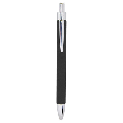 Personalized Laser Engraved Black/Silver  Leatherette Pen