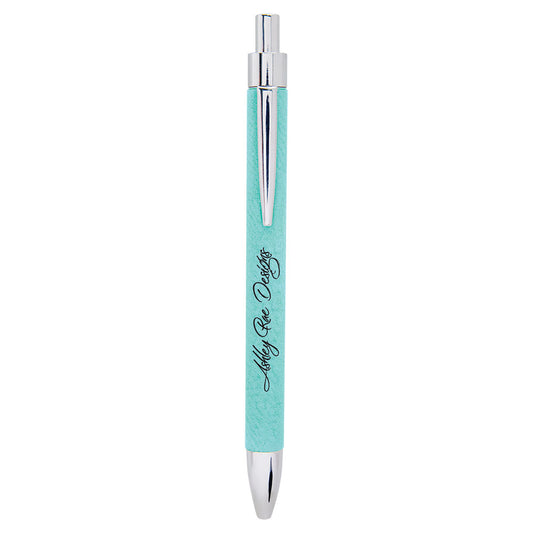  Personalized Laser Engraved Teal Leatherette Pen