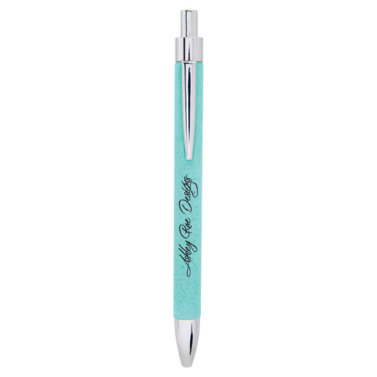 Personalized Laser Engraved Teal  Leatherette Pen