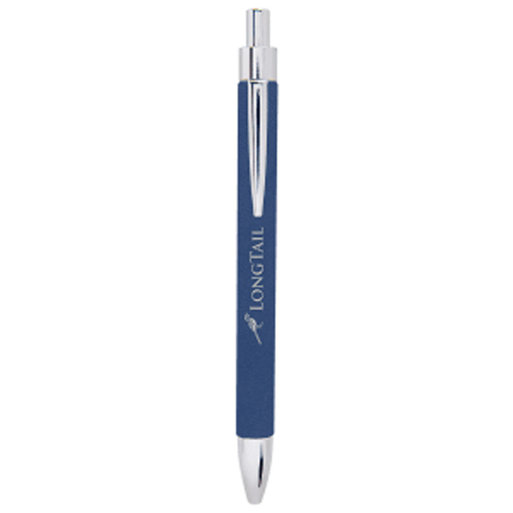  Personalized Laser Engraved Blue/Silver Leatherette Pen