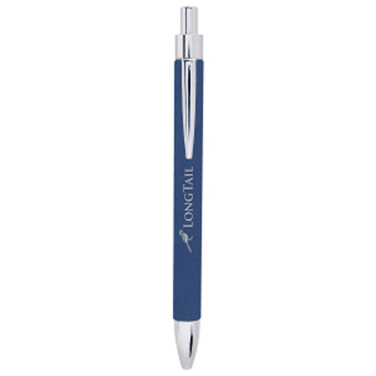  Personalized Laser Engraved Blue/Silver Leatherette Pen