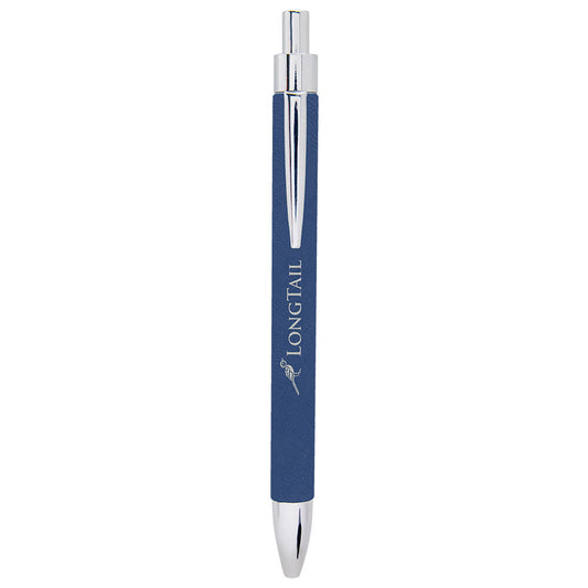 Personalized Laser Engraved Blue/Silver  Leatherette Pen