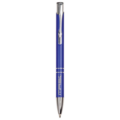 Personalized Laser Engraved Blue with Silver Trim  Pen