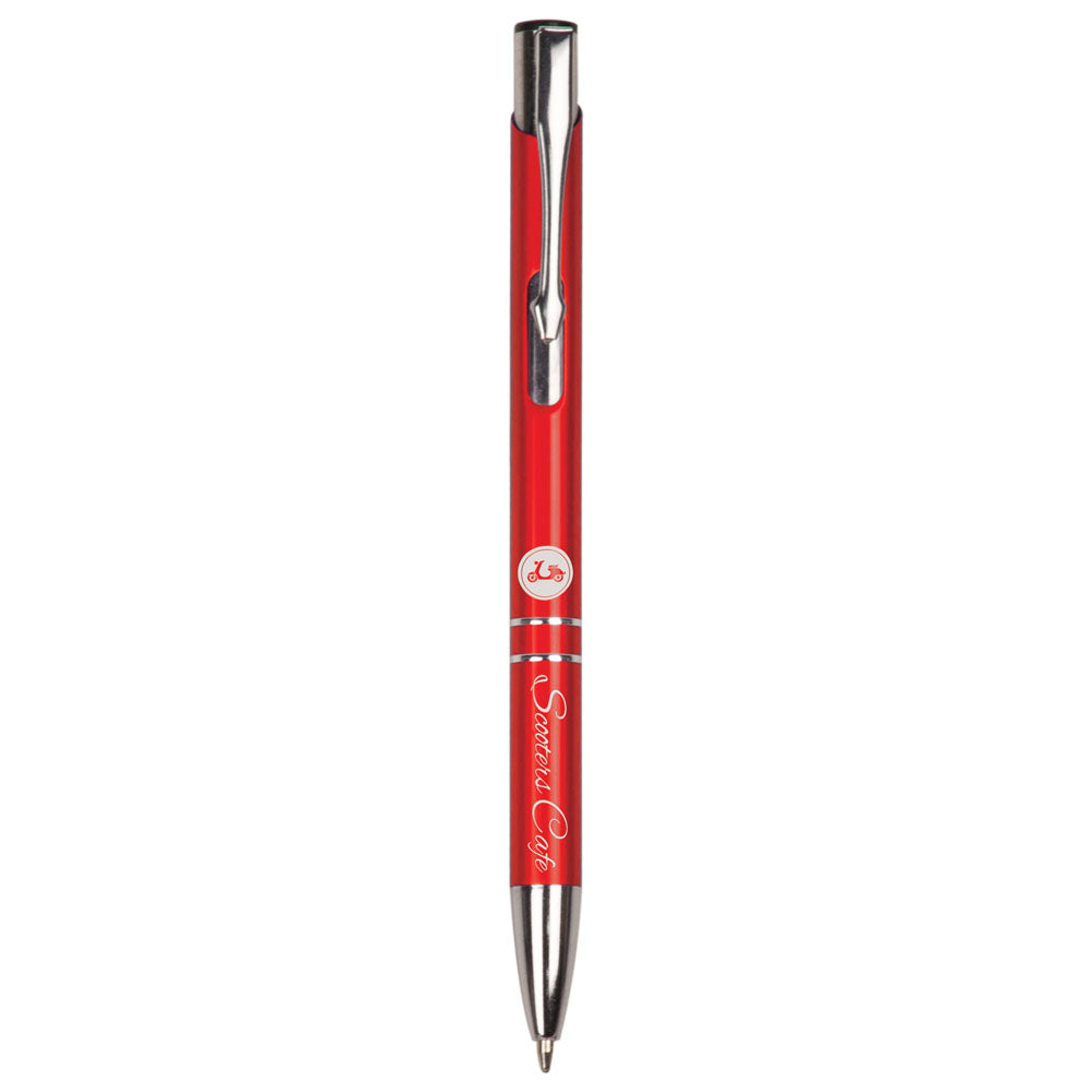 Personalized Laser Engraved Red with Silver Trim  Pen