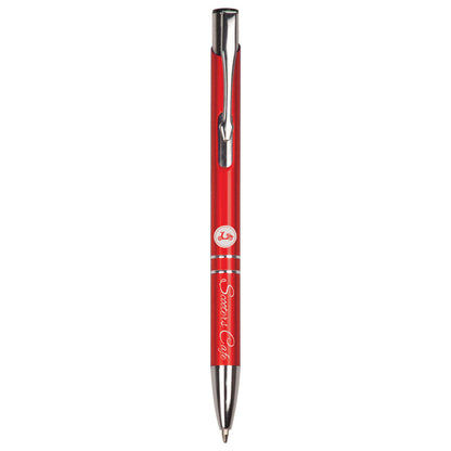 Personalized Laser Engraved Red with Silver Trim  Pen