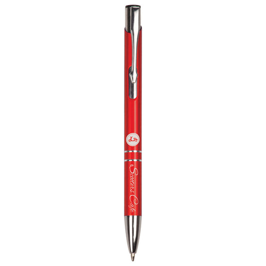 Personalized Laser Engraved Red with Silver Trim  Pen