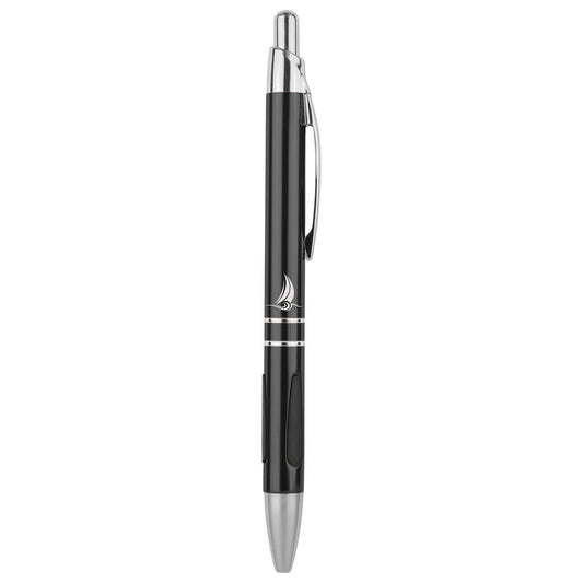 Personalized Laser Engraved Black with Silver Trim  Pen with Gripper